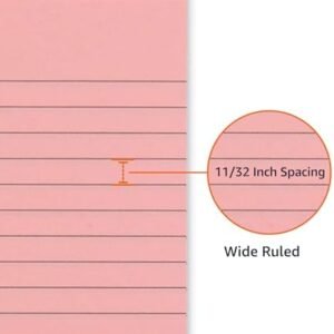 Amazon Basics Wide Ruled 8.5 x 11.75-Inch 50 Sheet Perforated Lined Writing Note Pads, Pack of 6, 300 Count, Multicolor