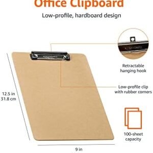 Amazon Basics Hardboard Office Clipboard, 6-Pack, Brown