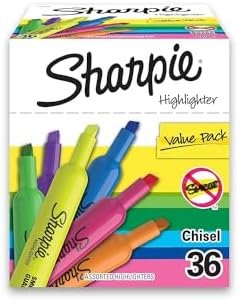 Sharpie Tank Highlighters, Fluorescent And Pastel Highlighters, Chisel Tip Highlighter Markers Set, Teacher And Office Supplies, School Supplies, Assorted Color, Value Pack, 36 Count