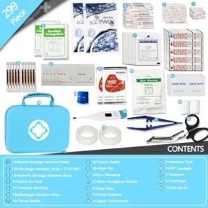299Pcs Car First Aid Kit for Home Camping Travel Essentials First Aid Blue Bag Emegency Supplies Household Items for College Students YIDERBO