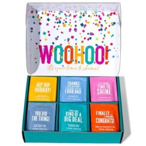 Thoughtfully Gourmet, Congratulations Tea Gift Set, Tea Sampler Includes 6 Flavors of Tea with Congratulatory Quotes, Set of 90