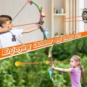 Kids Bow and Arrow Toy Set, LED Light Up Archery Toys with 8 Suction Cups Arrows, Outdoor Indoor Shooting Games Toys for 6 7 8 9 10 11 12 Year Old Boys Grils Birthday Gifts
