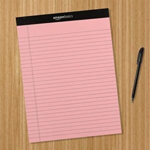 Amazon Basics Wide Ruled 8.5 x 11.75-Inch 50 Sheet Perforated Lined Writing Note Pads, Pack of 6, 300 Count, Multicolor
