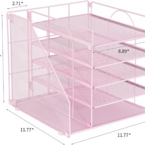 LEKETREE Desk Organizers and Accessories, 5-Tier Paper Letter Tray Organizer with File Holder, Desktop Organizer for Office Supplies, Office Desk Accessories & Workspace (Black)  Office Products